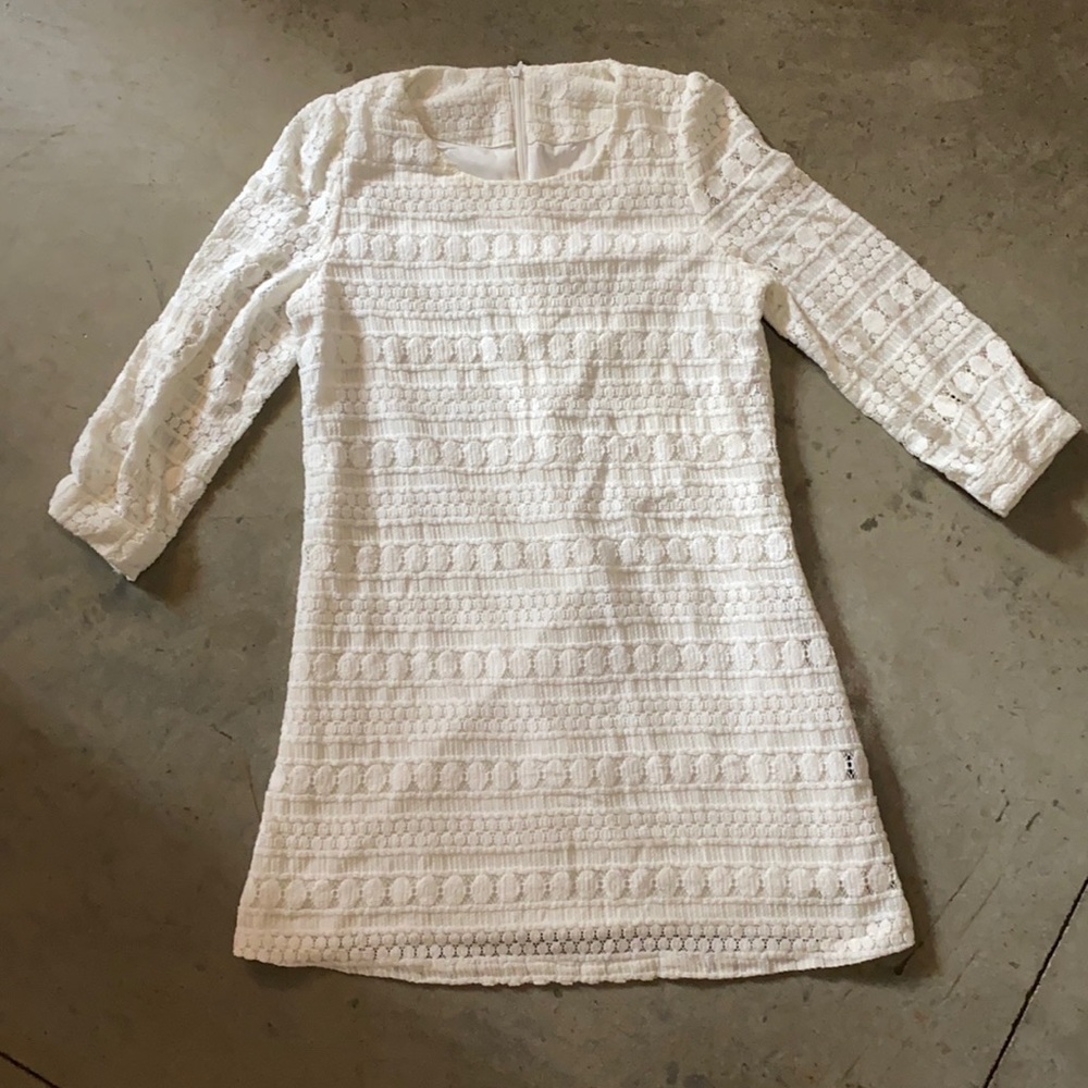 Cream White Crochet Lace Bohemian Mini Dress